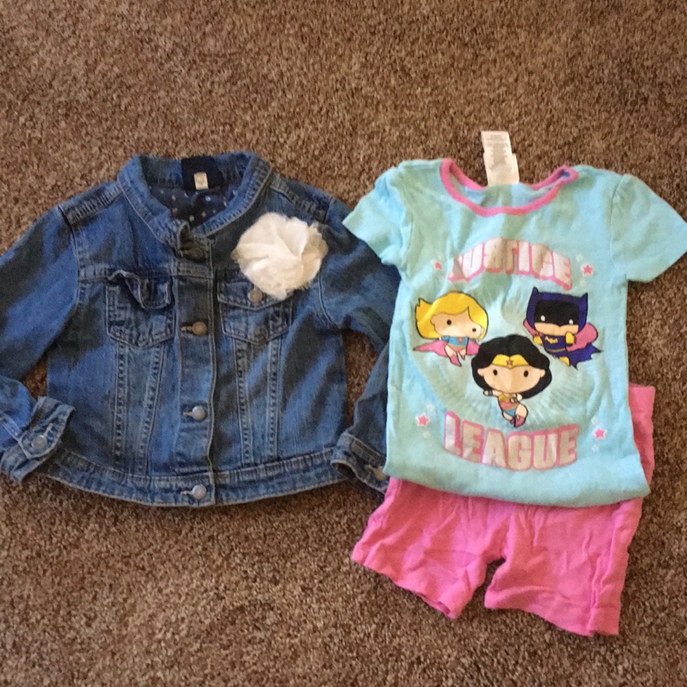 Size 5T Jean jacket, sweats & pj’s lot
